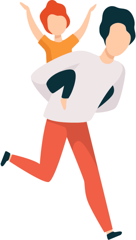 Person giving child a piggyback ride.