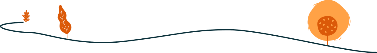 Orange trees and wavy line on black background.