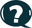Speech bubble with a question mark.