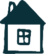 Simple drawing of a house icon.